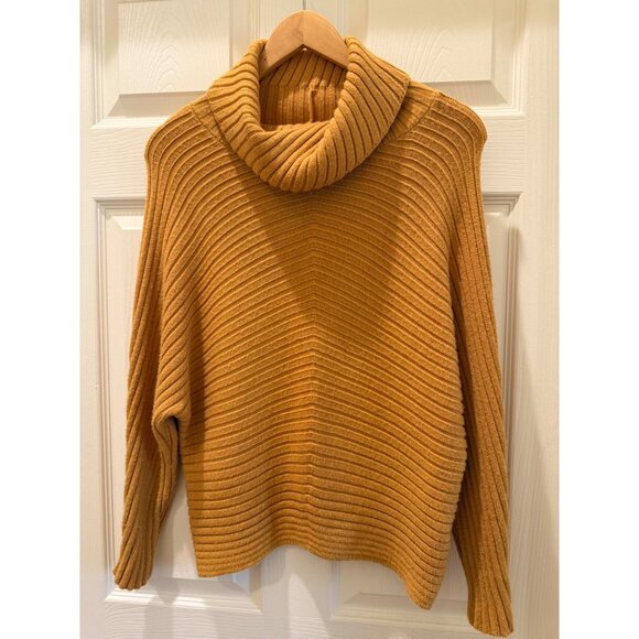 Philosophy Mustard Yellow Ribbed Knit Turtleneck Sweater Womens L - Picture 2 of 8